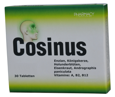 Cosinus, 30 tablets, 5 herbal extracts, combat sinusitis and infections in the respiratory tract, have an expectorant effect