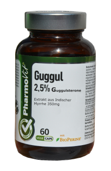 Guggul extract standardized, 60 capsules, for arthritis, rheumatism, joint pain, cysts, pimples, skin blemishes, high sugar levels herbagarten