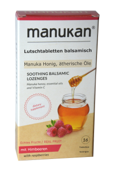 Manuka Honig Lutschtabletten mit ätherischen Ölen, effektiv bei akuten Halsschmerzen, Zahnfleischentzündung, beseitigen Bakterien und Viren, 16 Stück