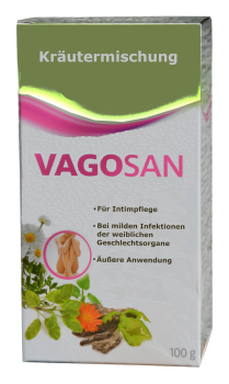 Vagosan Kräutermischung, 100g, Intimpflege als Sitzbad, Vaginalspülung, unterstützend bei bakterieller Vaginose, Vaginalinfektion, Entzündung, Wochenbett mit u.a. Eichenrinde, Kamille, Salbei, Ringelblume, äußere Anwendung, 100g