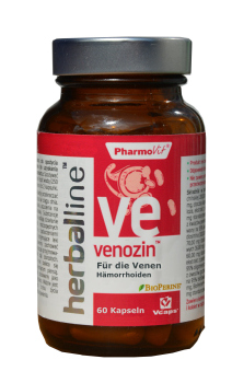 Venozin, capsules for the legs and veins, hemorrhoids, several herbal extracts improve blood circulation and slow down swelling in the legs herbagarten