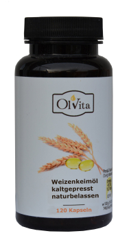 Wheat germ oil, 120 capsules, cold-pressed, vitamin E, source of omega 3 fatty acids, against blood clots, blood clots, thrombosis, for skin care as sun protection