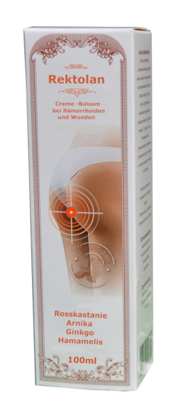 Rektolan Salbe bei Hämorrhoiden, 100g, Rosskastanie, Arnika, Ginkgo, Hamamelis, für gereizte, verwundete Haut im Analbereich, auch für schlecht heilende Wunden